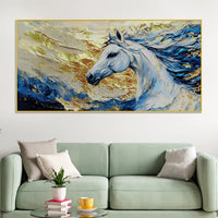 Abstract White Horse Canvas Painting