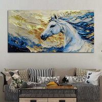 Abstract White Horse Canvas Painting