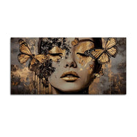 Abstract Woman Face Canvas Wall Painting with Butterflies Luxury Wall Art Home Decor