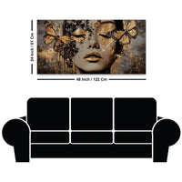 Abstract Woman Face Canvas Wall Painting with Butterflies Luxury Wall Art Home Decor