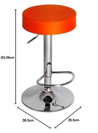 Adjustable Swivel Bar Stool with Orange Faux Leather Seat