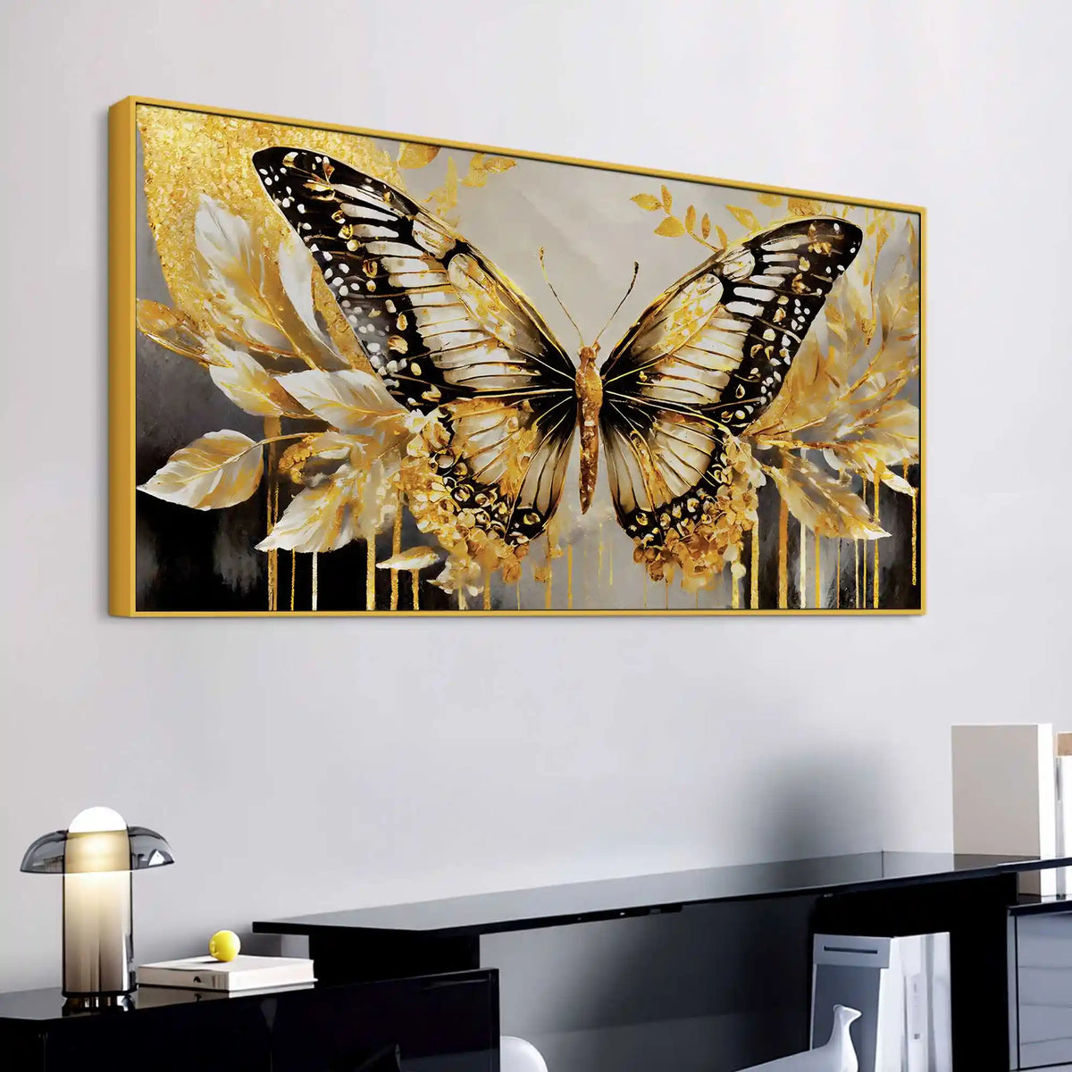 Aesthetic Golden Butterfly Luxury Abstract Wall Painting
