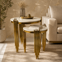 Aesthetic Round Nesting Table with Marble Top Set Of 2