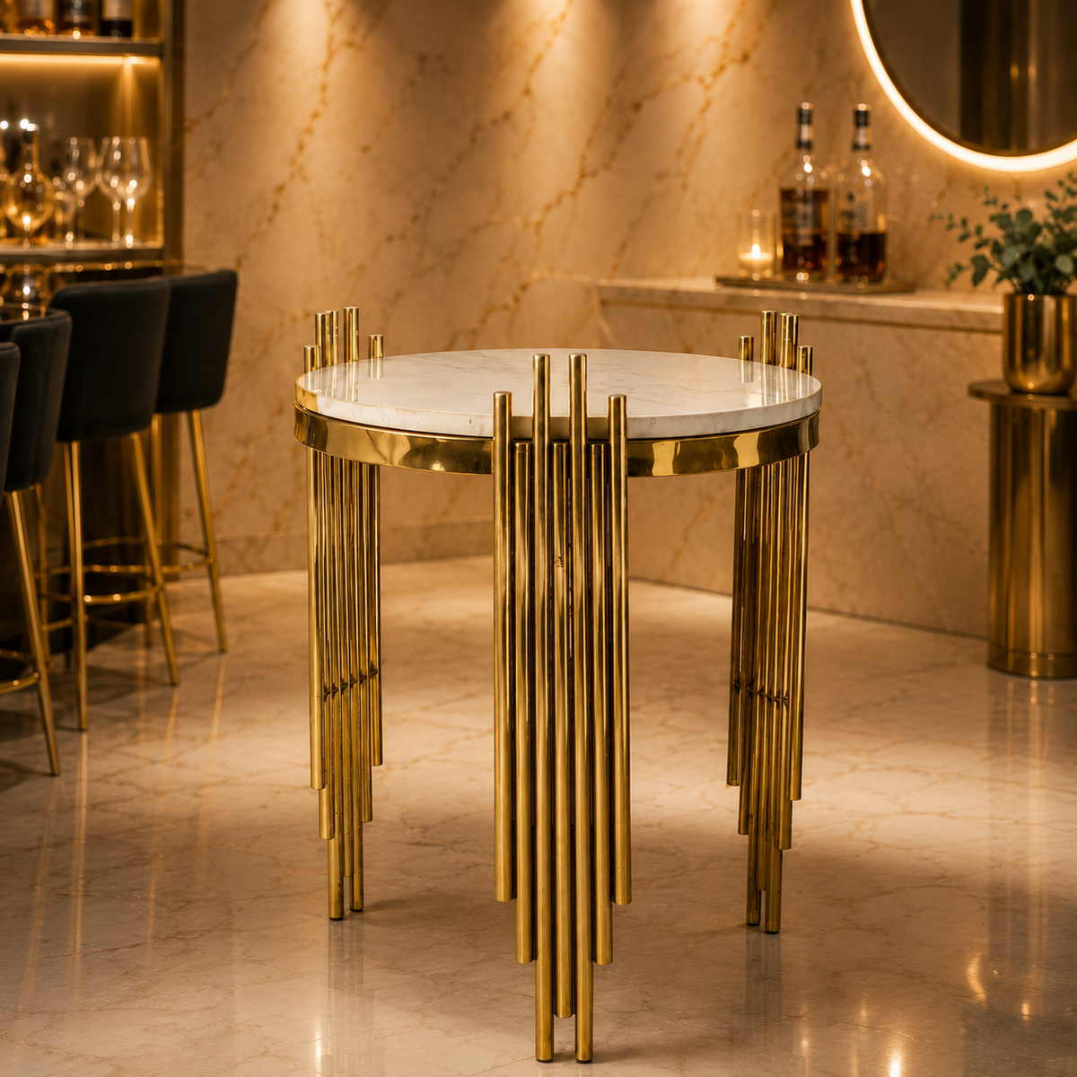 Aesthetic Round Nesting Table with Marble Top Set Of 2