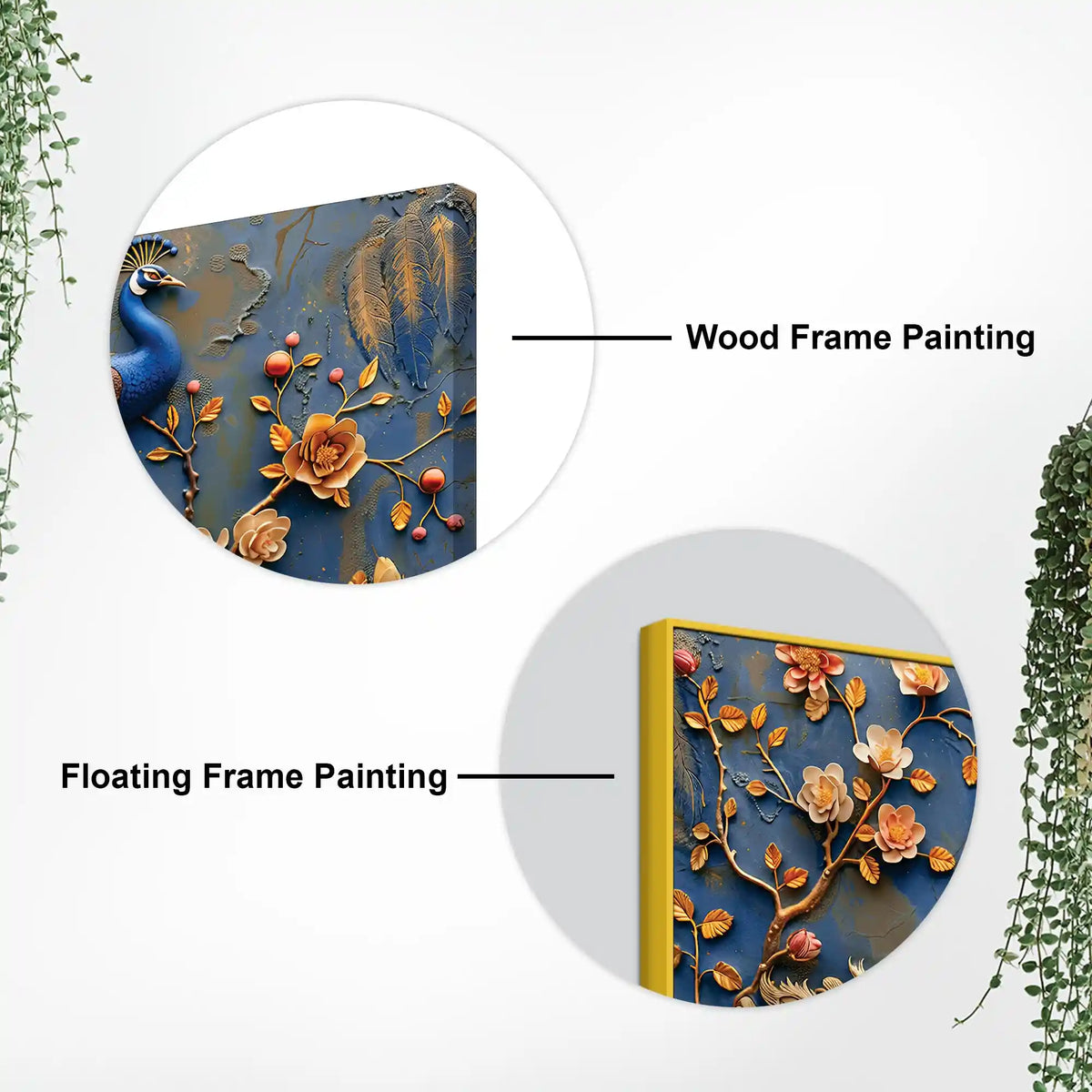 Aesthetic Royal Peacock Among Golden Blossoms Canvas Wall Painting