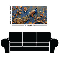 Aesthetic Royal Peacock Among Golden Blossoms Canvas Wall Painting
