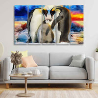 Animal Wall Painting of Penguins Set of Five Pieces