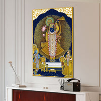 Antique Lord Shrinathji Pichwai Styled Canvas Wall Painting