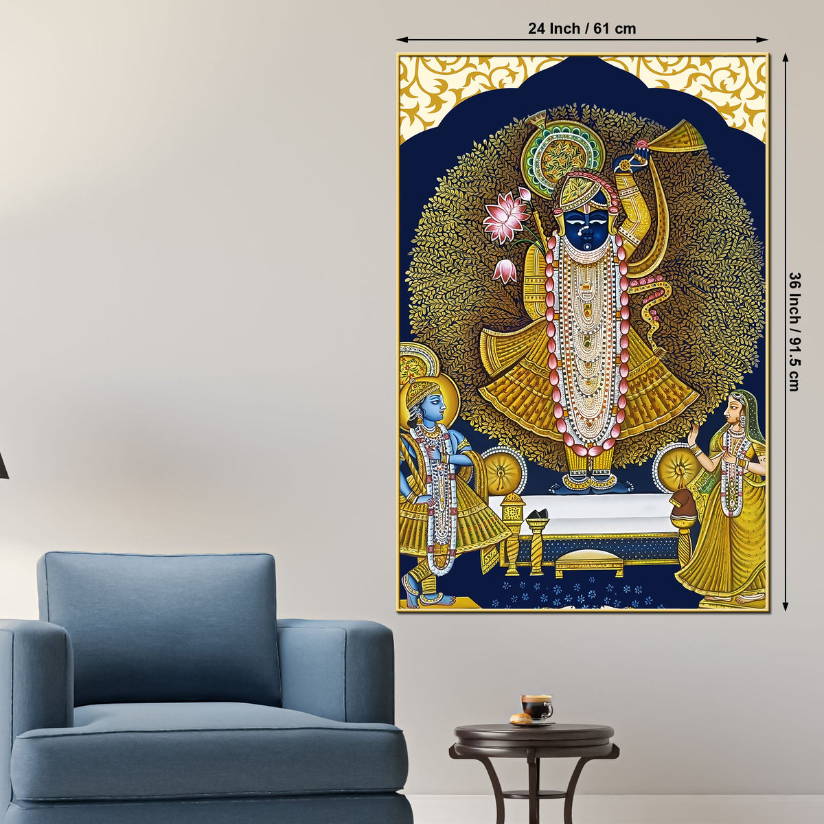 Antique Lord Shrinathji Pichwai Styled Canvas Wall Painting