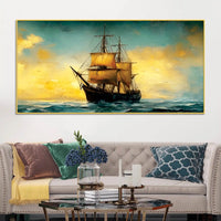 Antique Style Ocean Sailing Ship Abstract Canvas Wall Painting