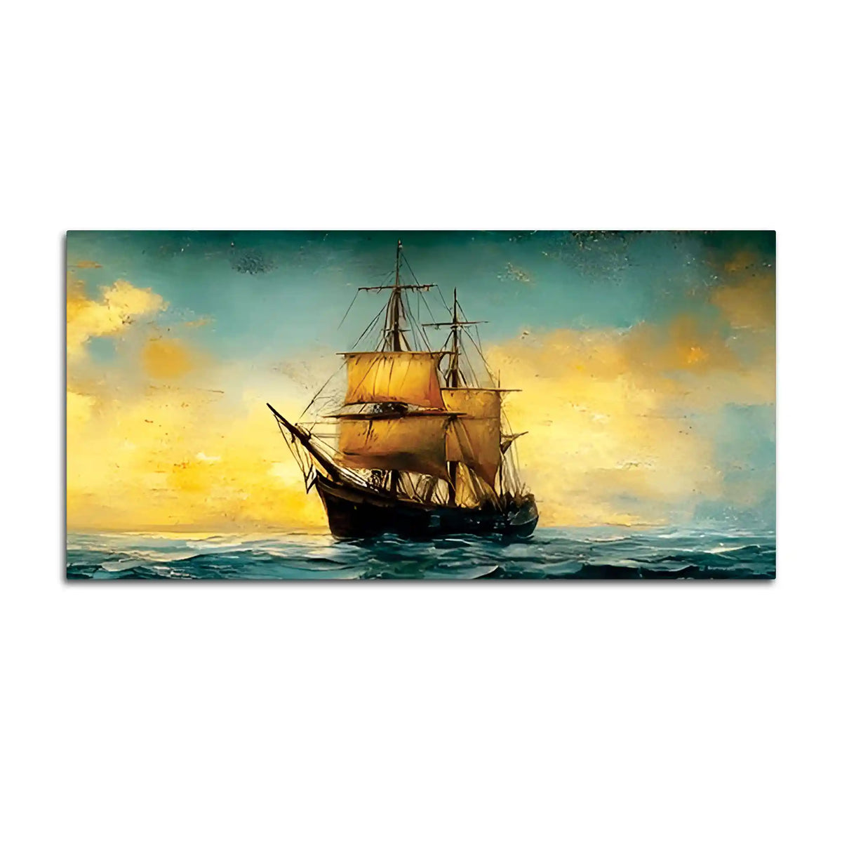 Antique Style Ocean Sailing Ship Abstract Canvas Wall Painting
