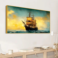 Antique Style Ocean Sailing Ship Abstract Canvas Wall Painting