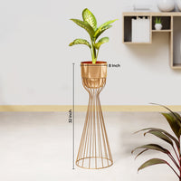 Artful Foliage Golden Stand & Gold Pot - Large Size Planter