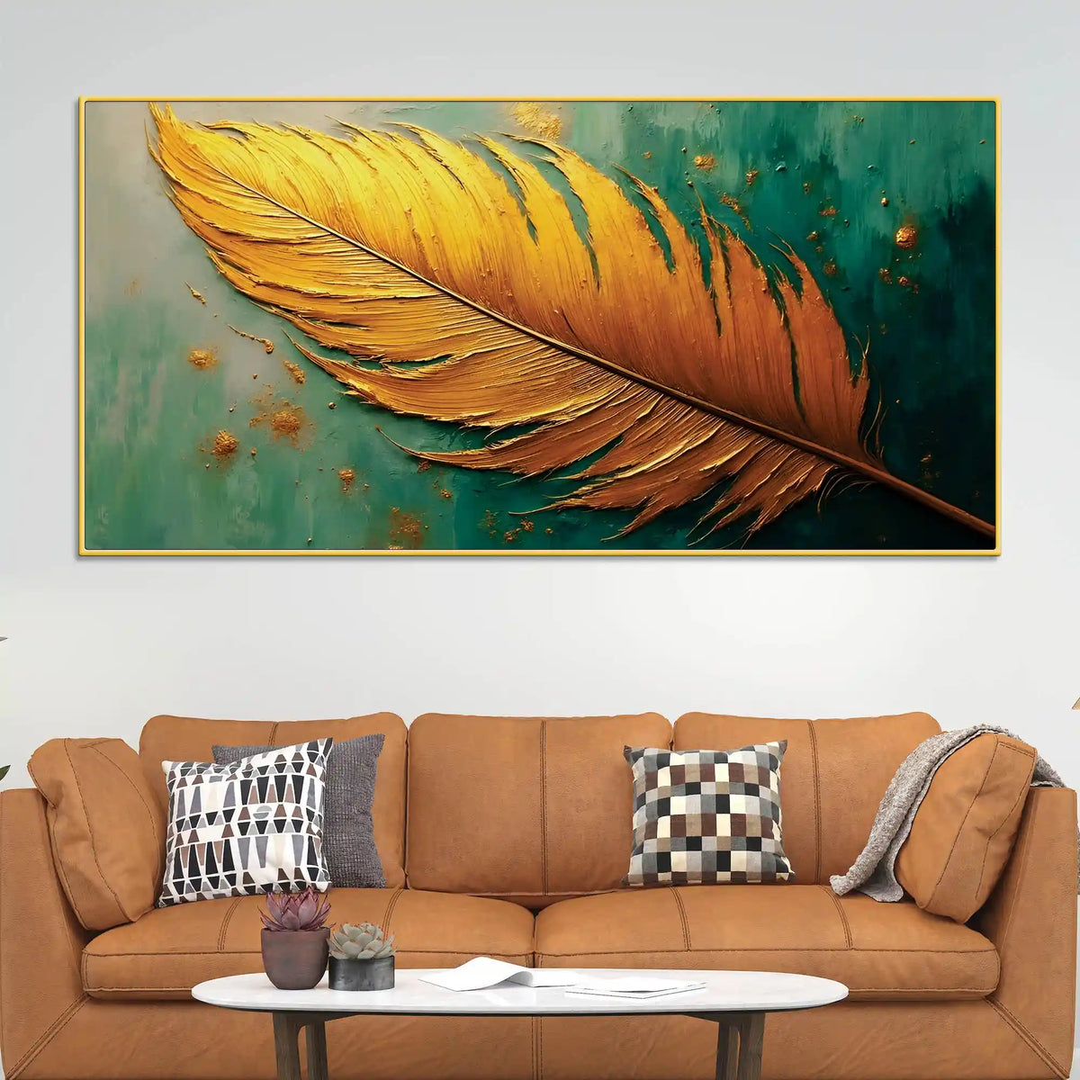 Artistic Abstract Feather Canvas Wall Painting for Home Interiors