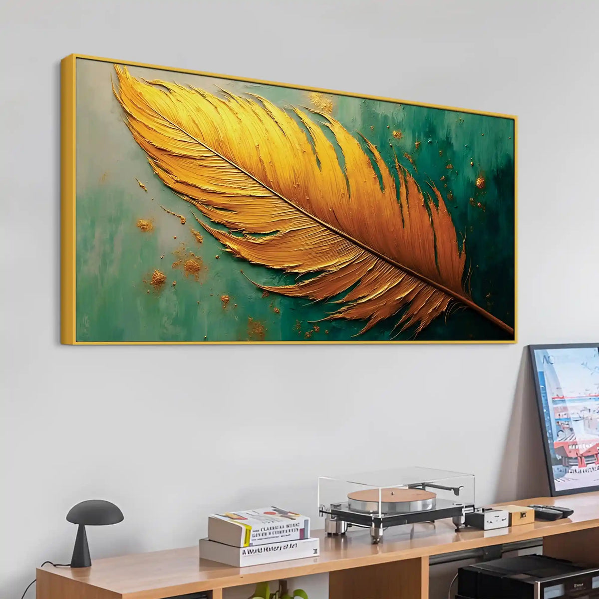 Artistic Abstract Feather Canvas Wall Painting for Home Interiors
