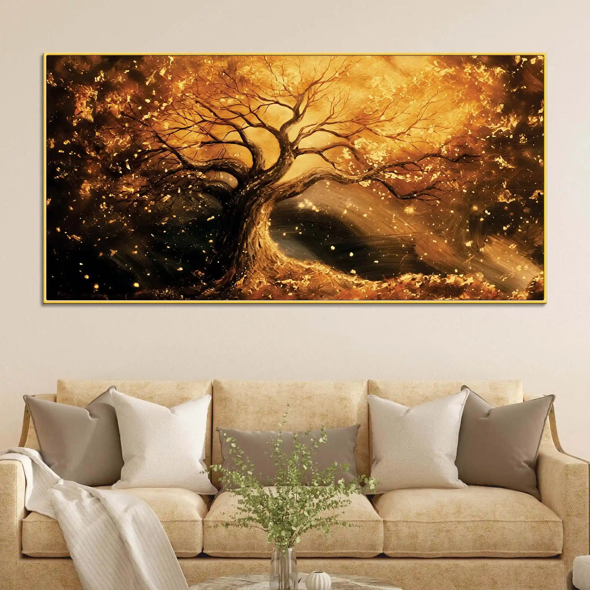 Artistic Abstract Glowing Tree Canvas Wall Art Painting