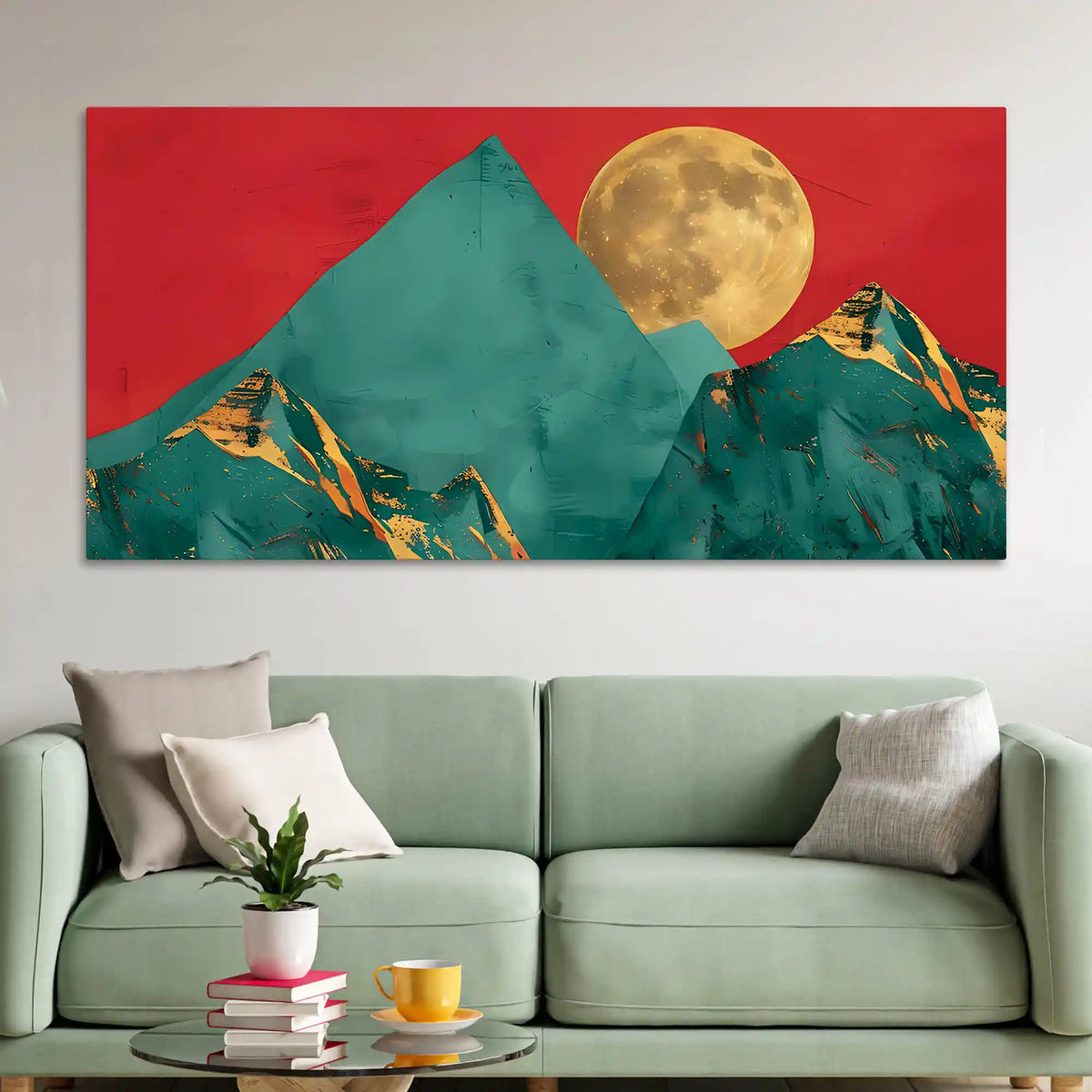 Artistic Abstract Moon Mountain Canvas Wall Art Painting