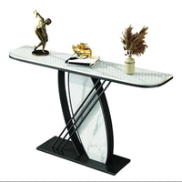 Artistic Black and White Console Table with Dynamic Geometric Support