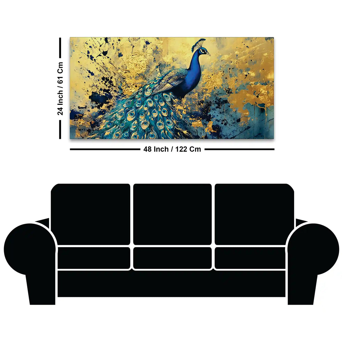Artistic Blue Feathered Peacock Abstract Canvas Wall Painting
