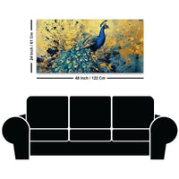 Artistic Blue Feathered Peacock Abstract Canvas Wall Painting