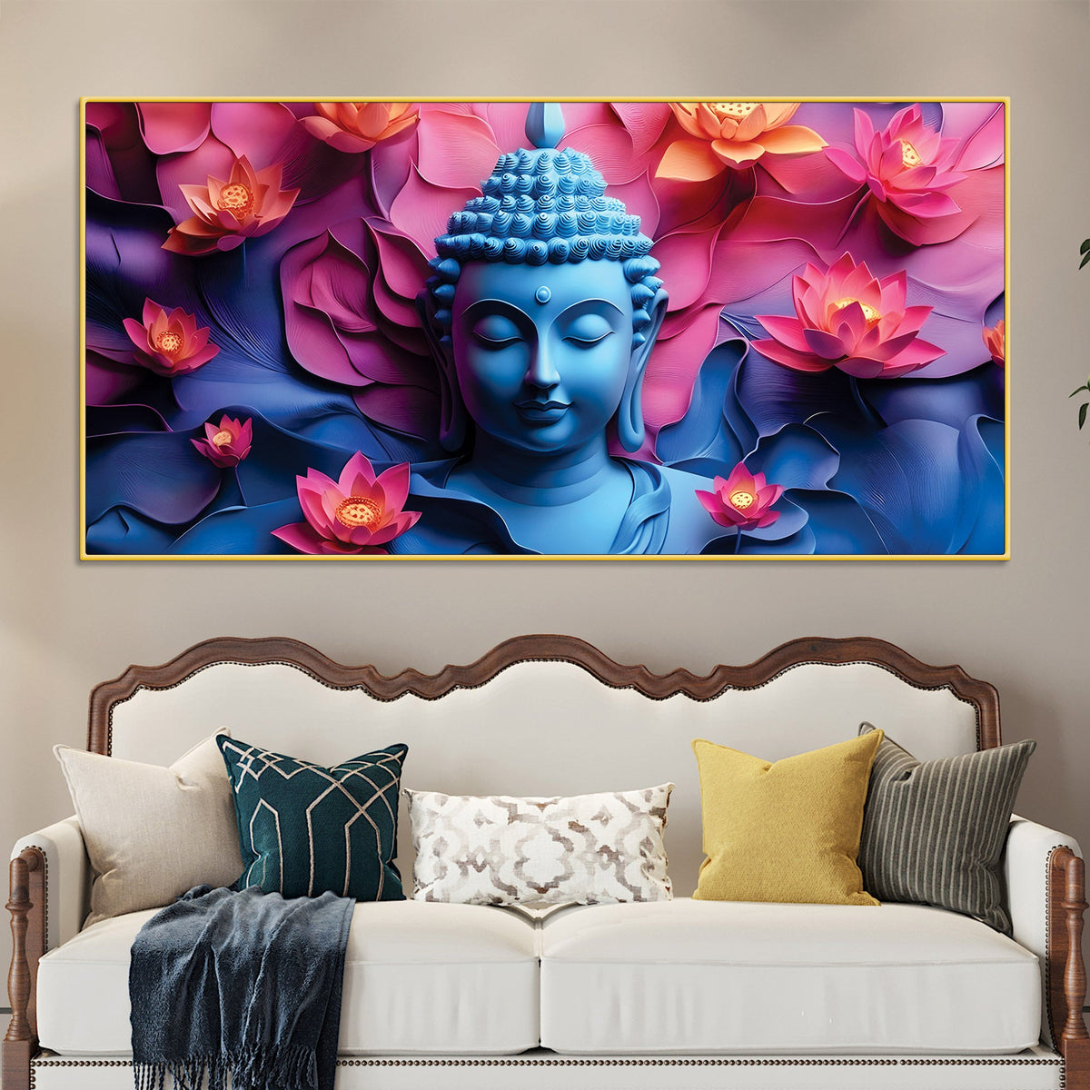 Artistic Buddha Wall Painting for Living Area