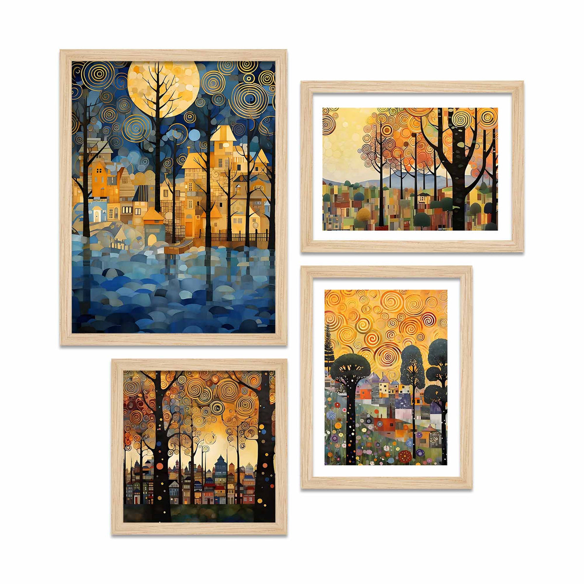Artistic City & Nature Wall Frame Set of Four