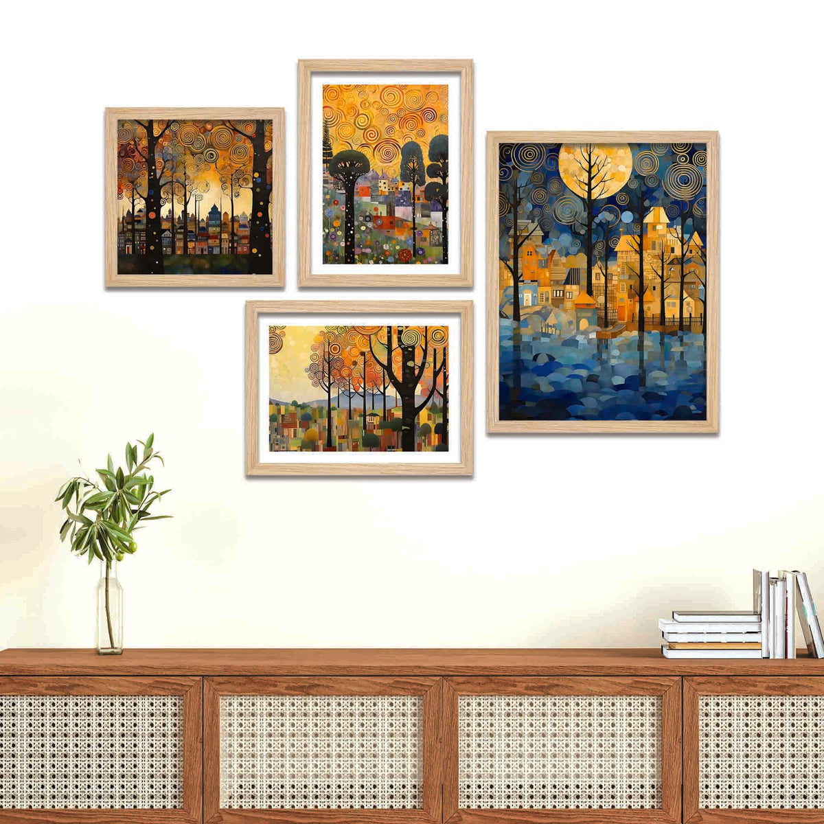Artistic City & Nature Wall Frame Set of Four