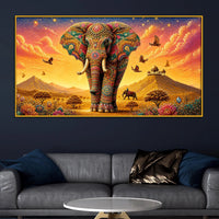 Artistic Colorful Elephant Floating Frame Crystal Wall Art Painting