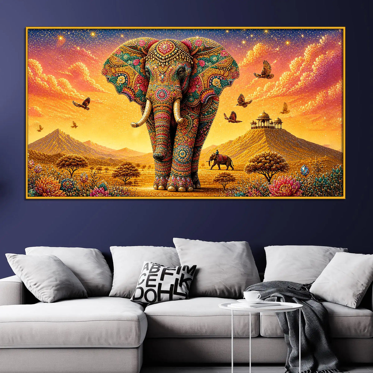 Artistic Colorful Elephant Floating Frame Crystal Wall Art Painting