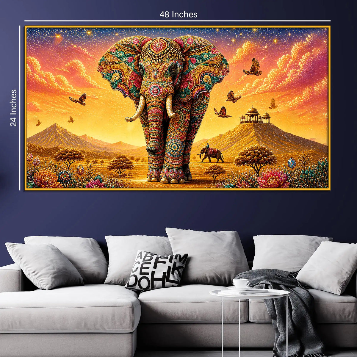 Artistic Colorful Elephant Floating Frame Crystal Wall Art Painting