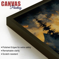 Artistic Deer Canvas Wall Art Sunset Mountain Painting
