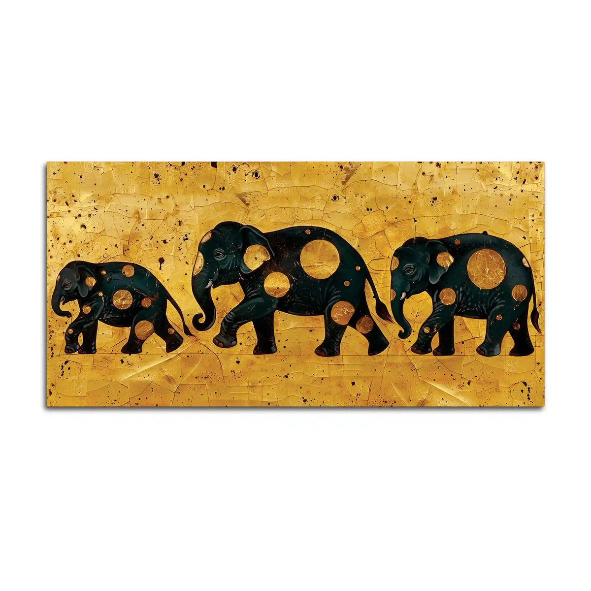 Artistic Elephant Family Canvas Wall Painting for Home & Office