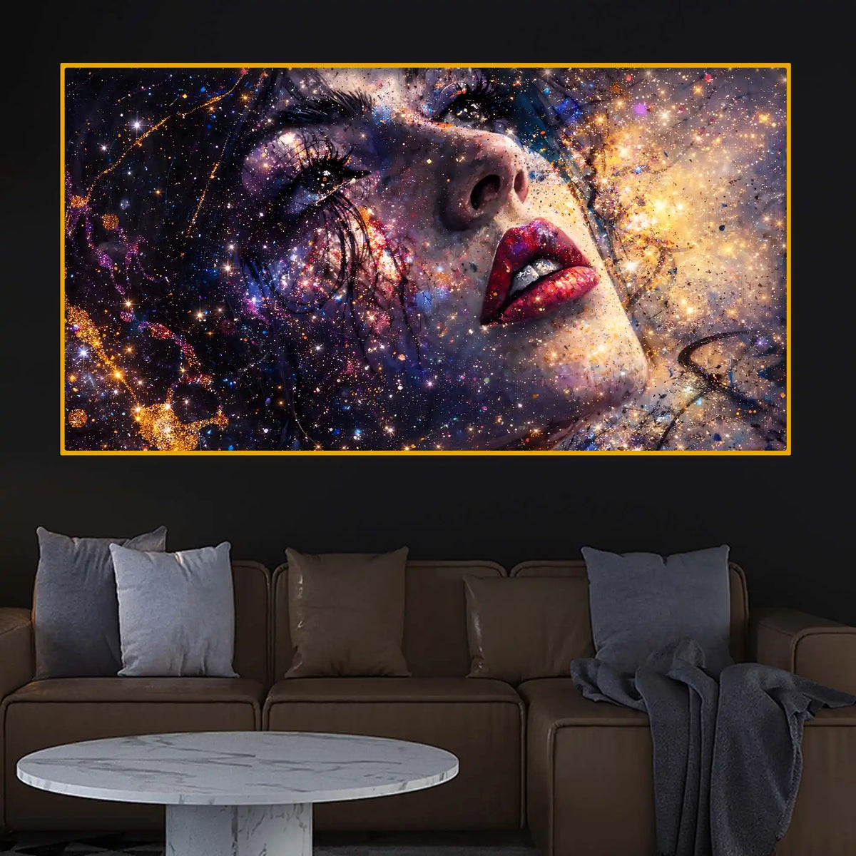 Artistic Face Crystal Glass Wall Painting for Luxury Décor