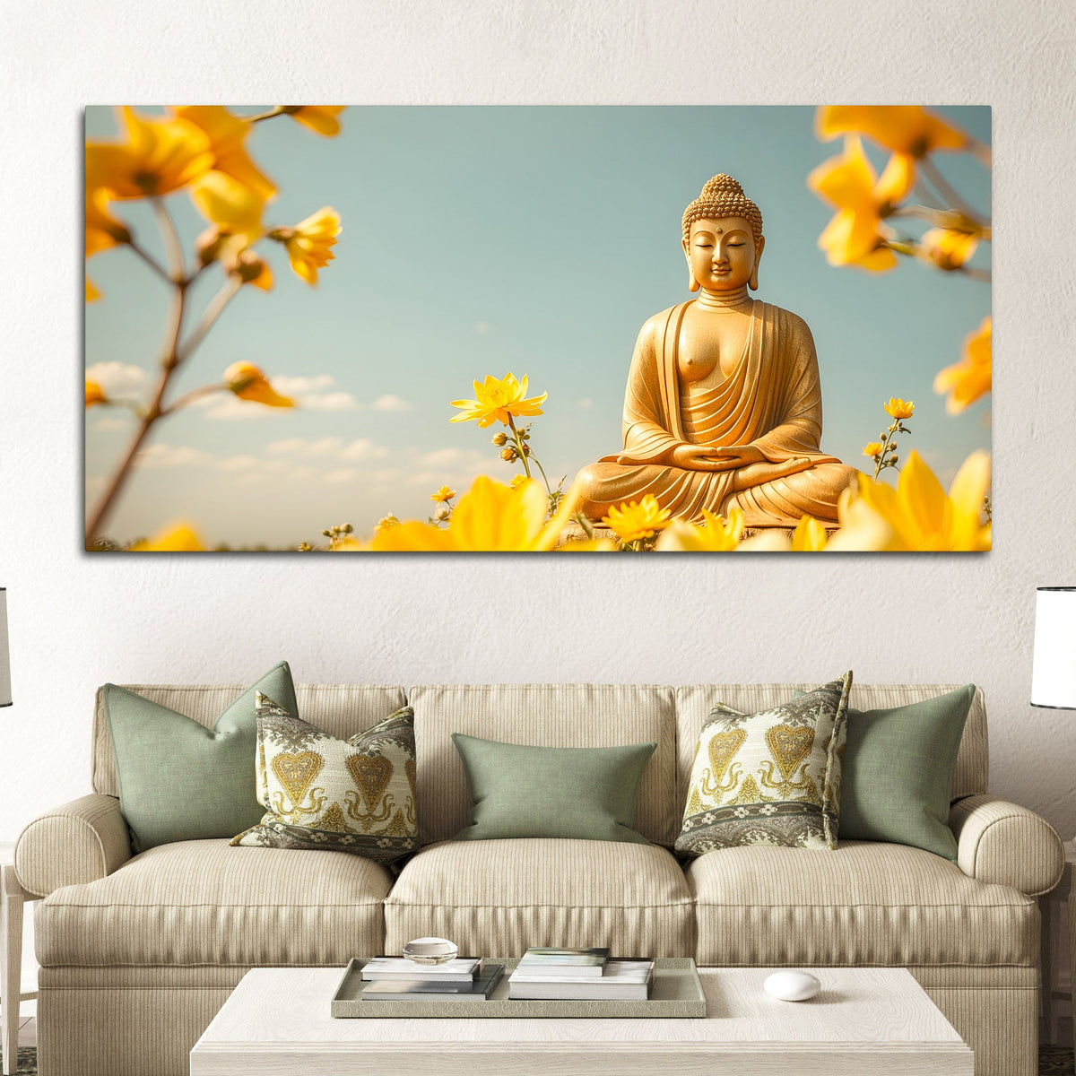 Artistic Gautam Buddha Canvas Wall Painting for Spiritual Homes