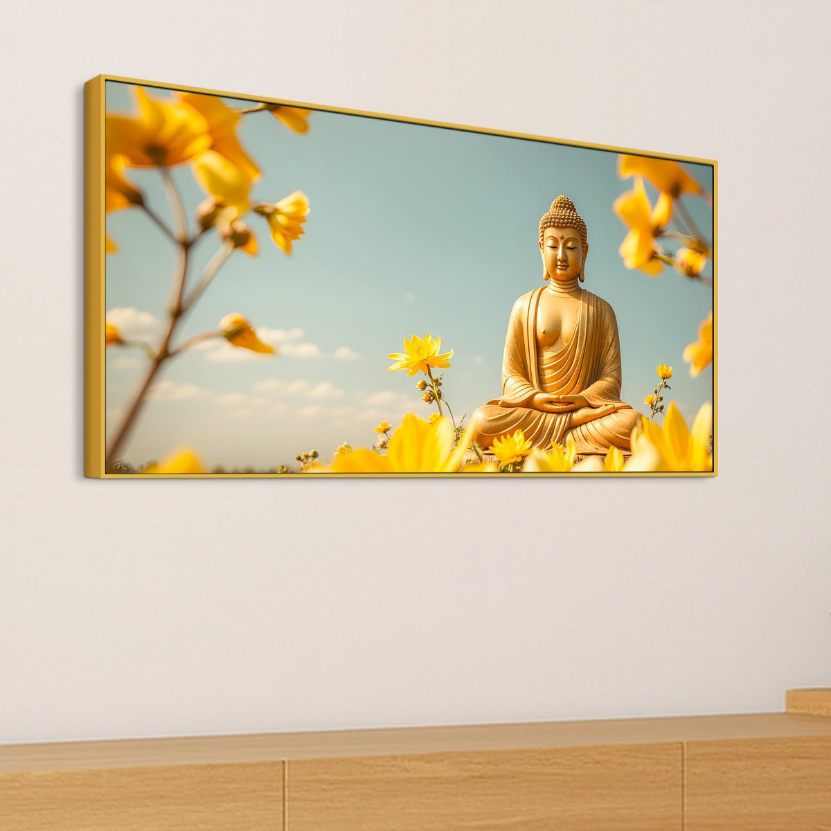 Artistic Gautam Buddha Canvas Wall Painting for Spiritual Homes