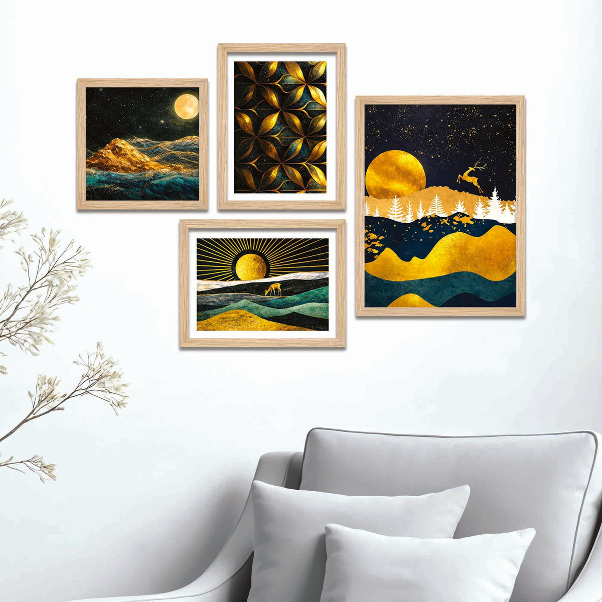 Artistic Gold Wall Frame Set of Four