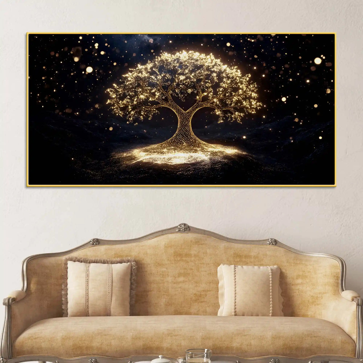 Artistic Golden Tree Canvas Painting for Interior Décor