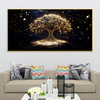 Artistic Golden Tree Canvas Painting for Interior Décor
