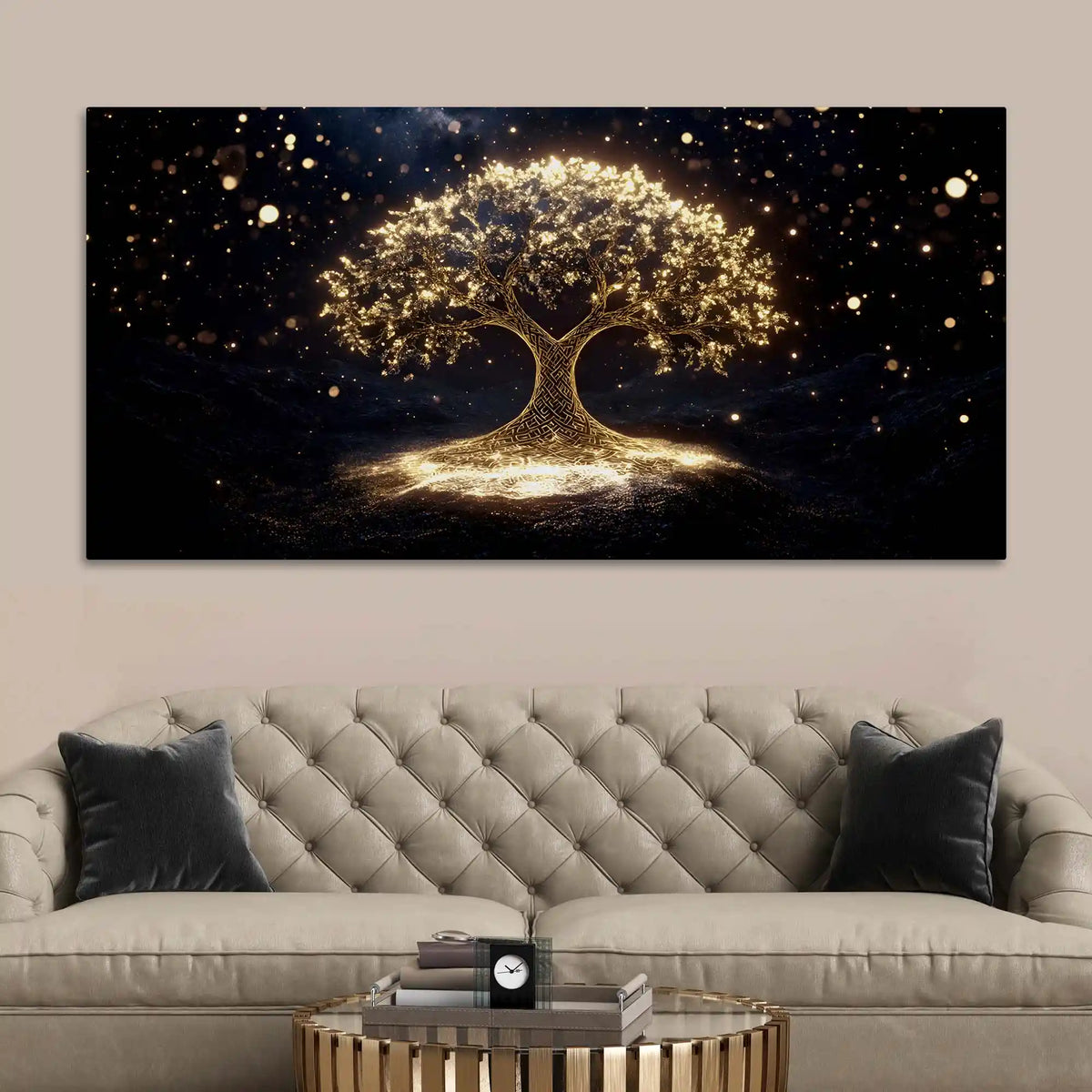 Artistic Golden Tree Canvas Painting for Interior Décor
