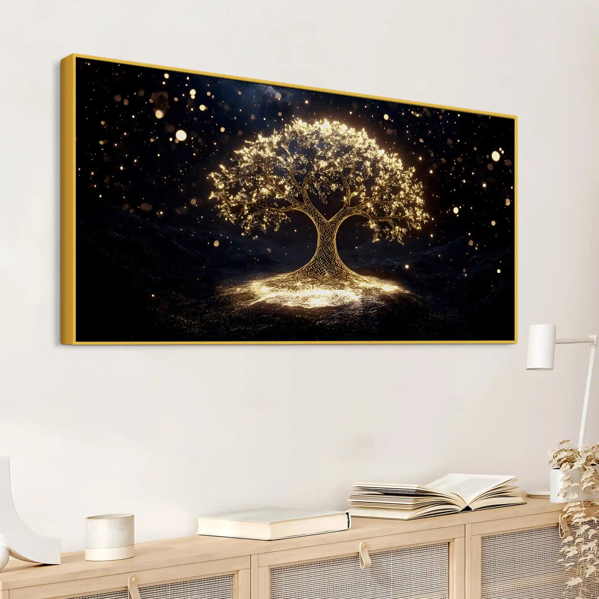 Artistic Golden Tree Canvas Painting for Interior Décor
