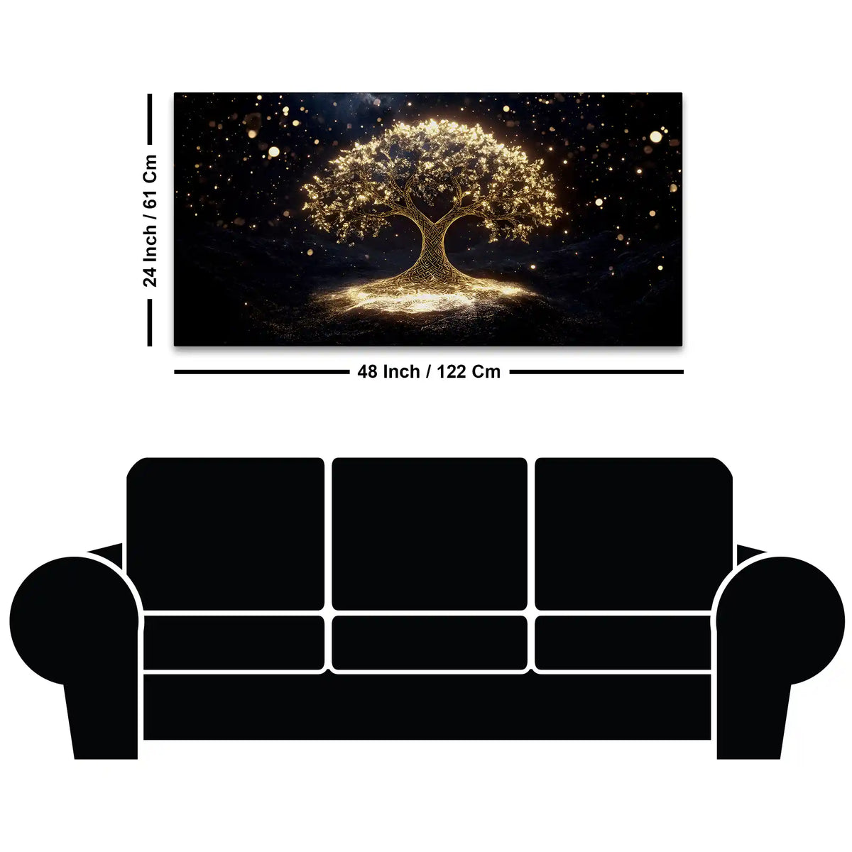 Artistic Golden Tree Canvas Painting for Interior Décor