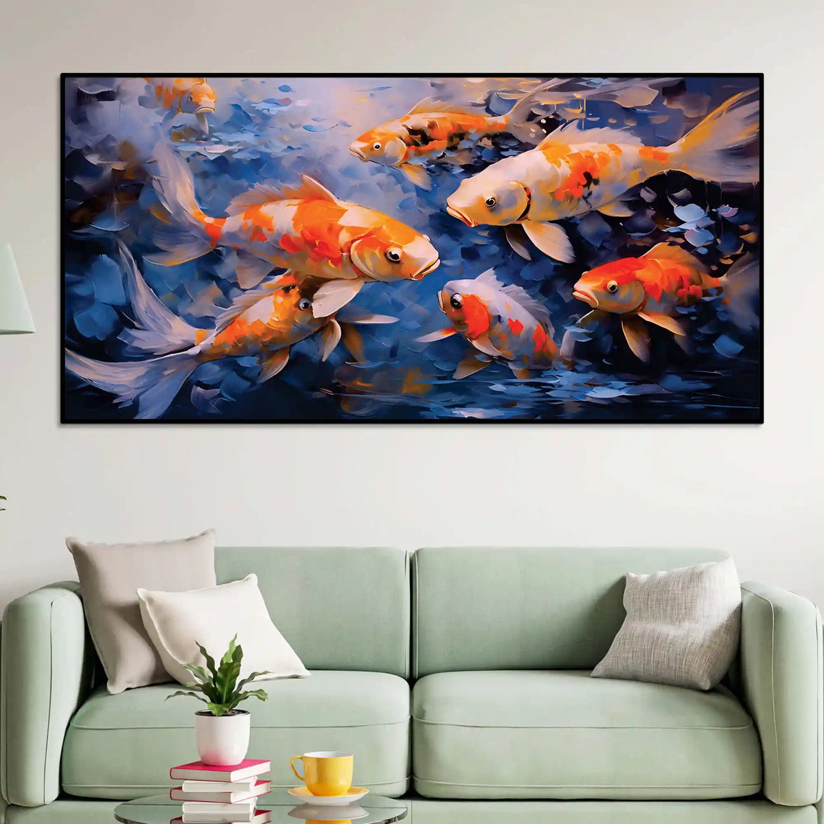 Artistic Koi Fish Canvas Wall Painting for Modern Decor