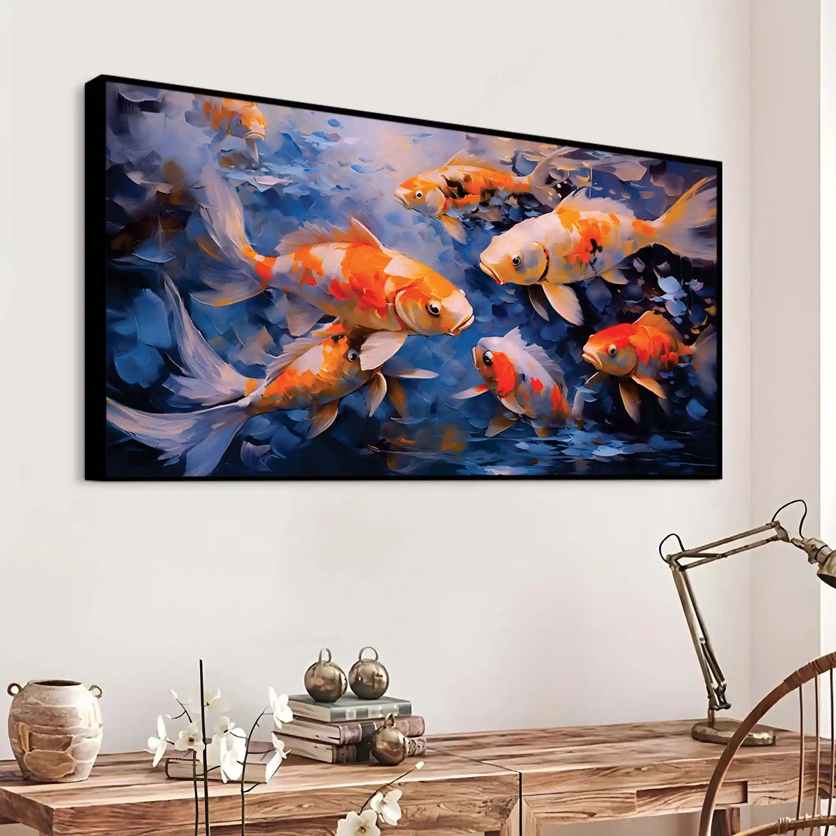 Artistic Koi Fish Canvas Wall Painting for Modern Decor