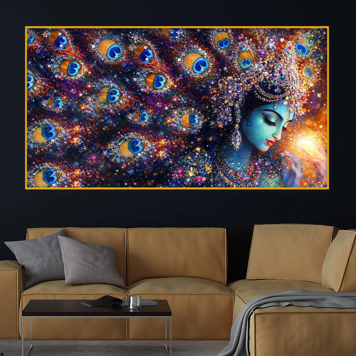 Artistic Krishna Crystal Glass Wall Painting with Premium Finish