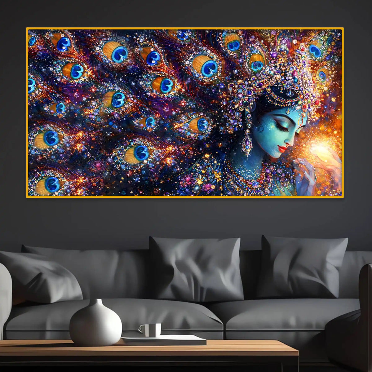 Artistic Krishna Crystal Glass Wall Painting with Premium Finish