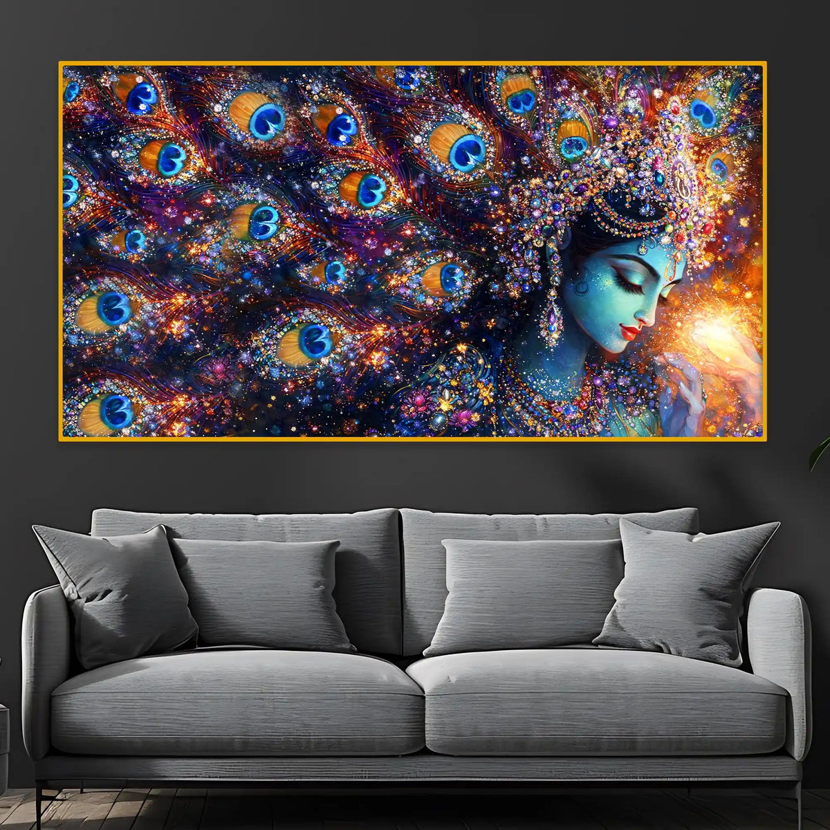 Artistic Krishna Crystal Glass Wall Painting with Premium Finish
