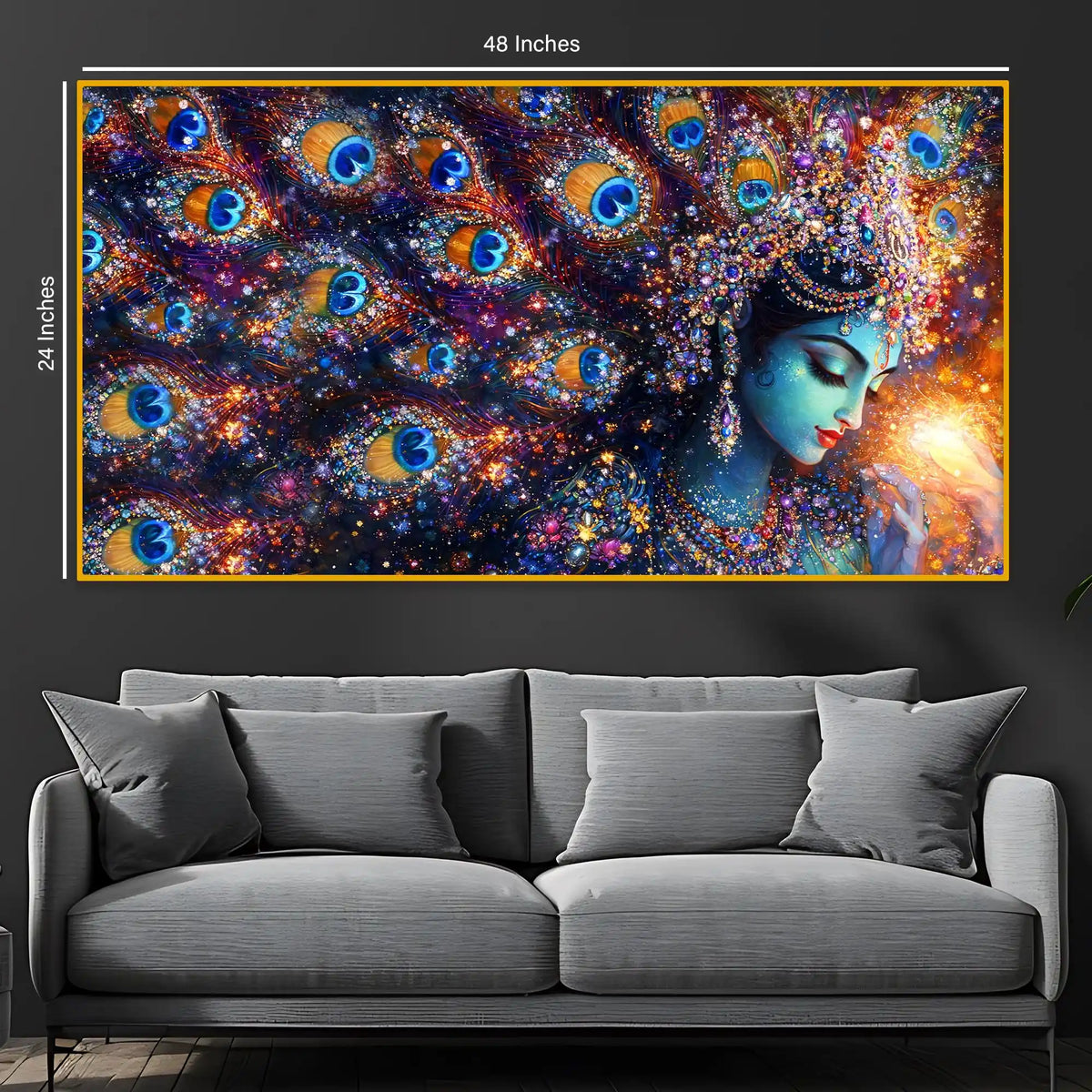 Artistic Krishna Crystal Glass Wall Painting with Premium Finish