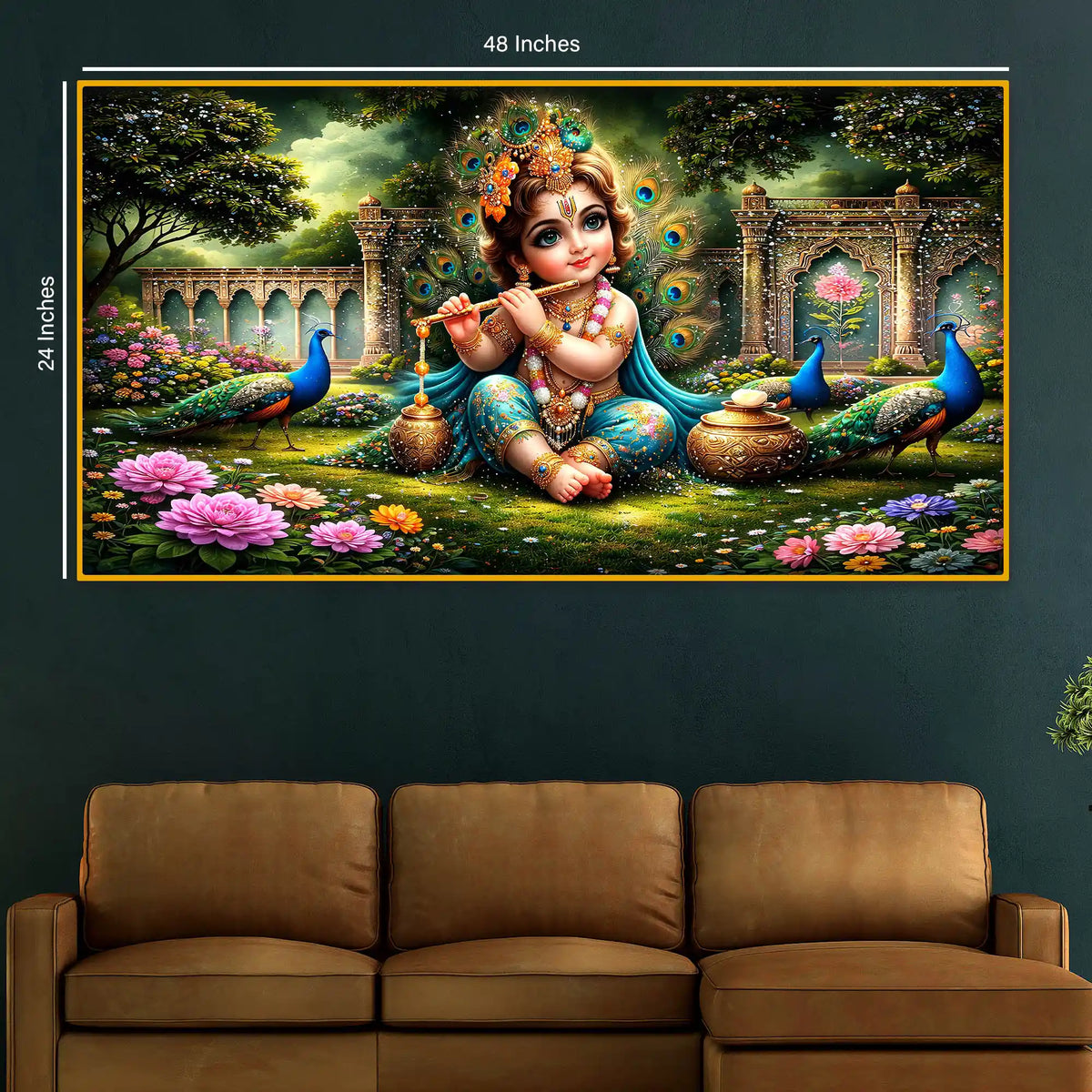 Artistic Little Krishna Crystal Glass Wall Painting