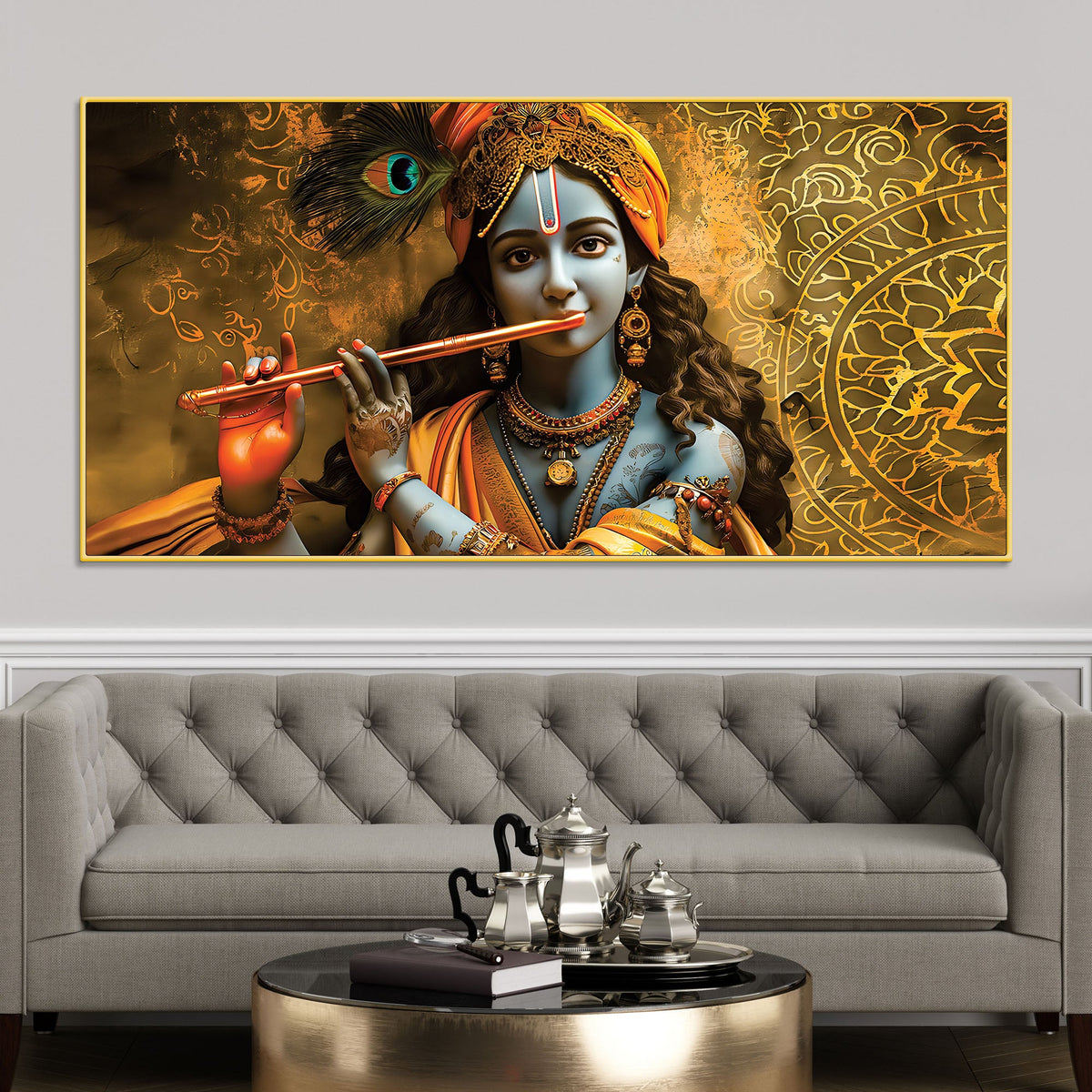 Artistic Lord Krishna Painting on Premium Canvas for Home