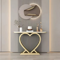 Artistic Marble Console Featuring Unique Gold Heart Frame